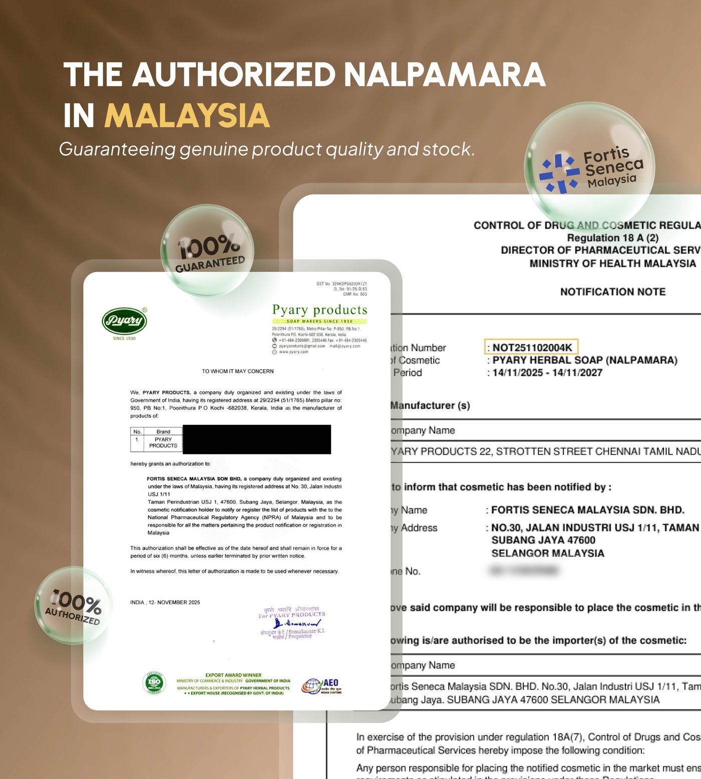 The Authorized Nalpamara in Malaysia — official authorization letter and NPRA notification note
